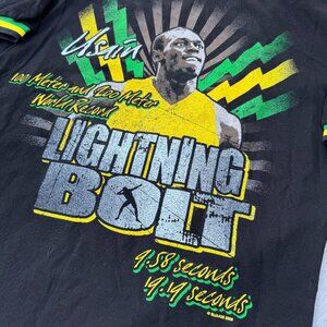 Usain Lightning Bolt Shirt Olympic World Record Black Shirt Size Large
